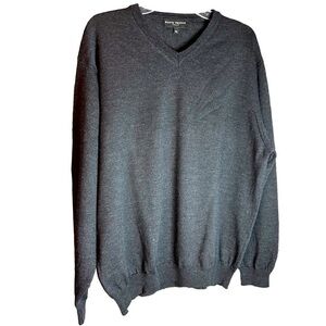 Ponte Vecchio Italy Gray Mens Pure Wool V Neck XXL